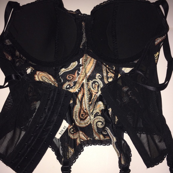 La Vie En Rose Paisley Bustier 34C with Garter Straps New - Picture 7 of 7